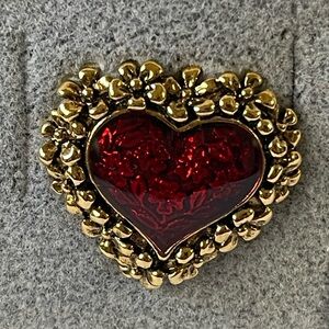 Red Floral Heart Pin